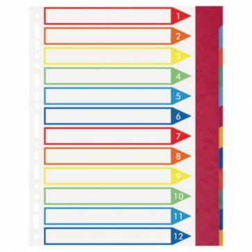Separatoare 12-piese Exacompta, din carton, A4+, colorate