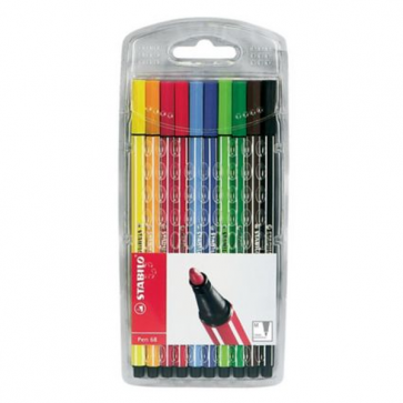 Marker Stabilo Pen 68, mix de culori, 10 buc