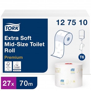 Hârtie igienică rolă Mid-size Tork Premium Extra Delicat, 27 buc
