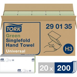 Prosoape pliate pentru stergerea mâinilor - Tork Singlefold verzi, 20 buc.
