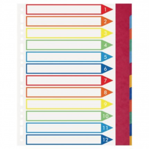 Separatoare 12-piese Exacompta, din carton, A4+, colorate
